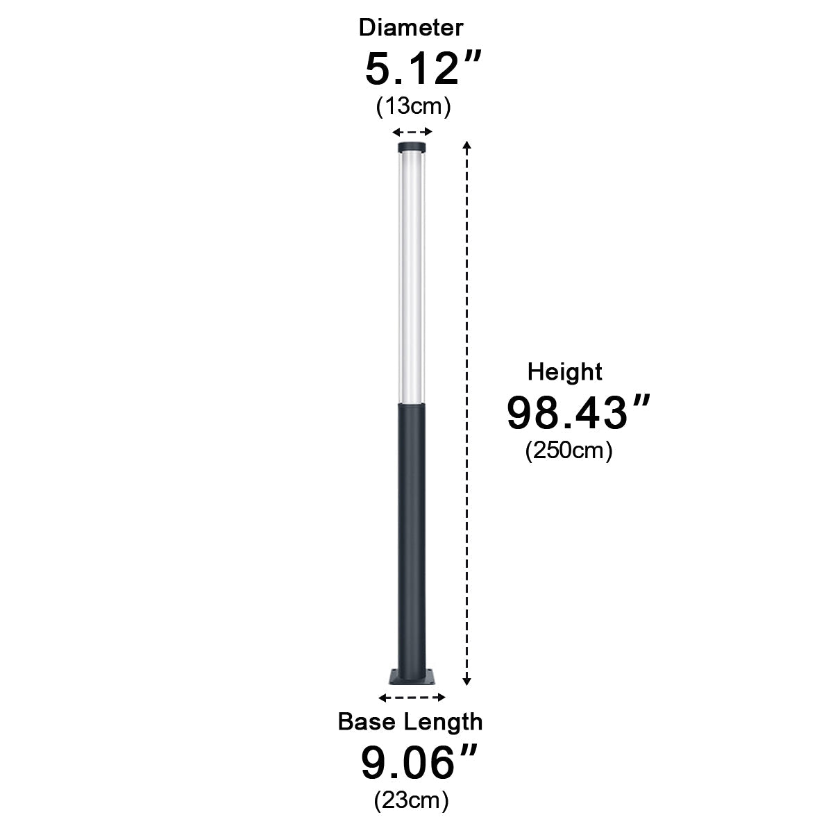 Cylinder LED Black Modern Outdoor Pathway Pole Lights