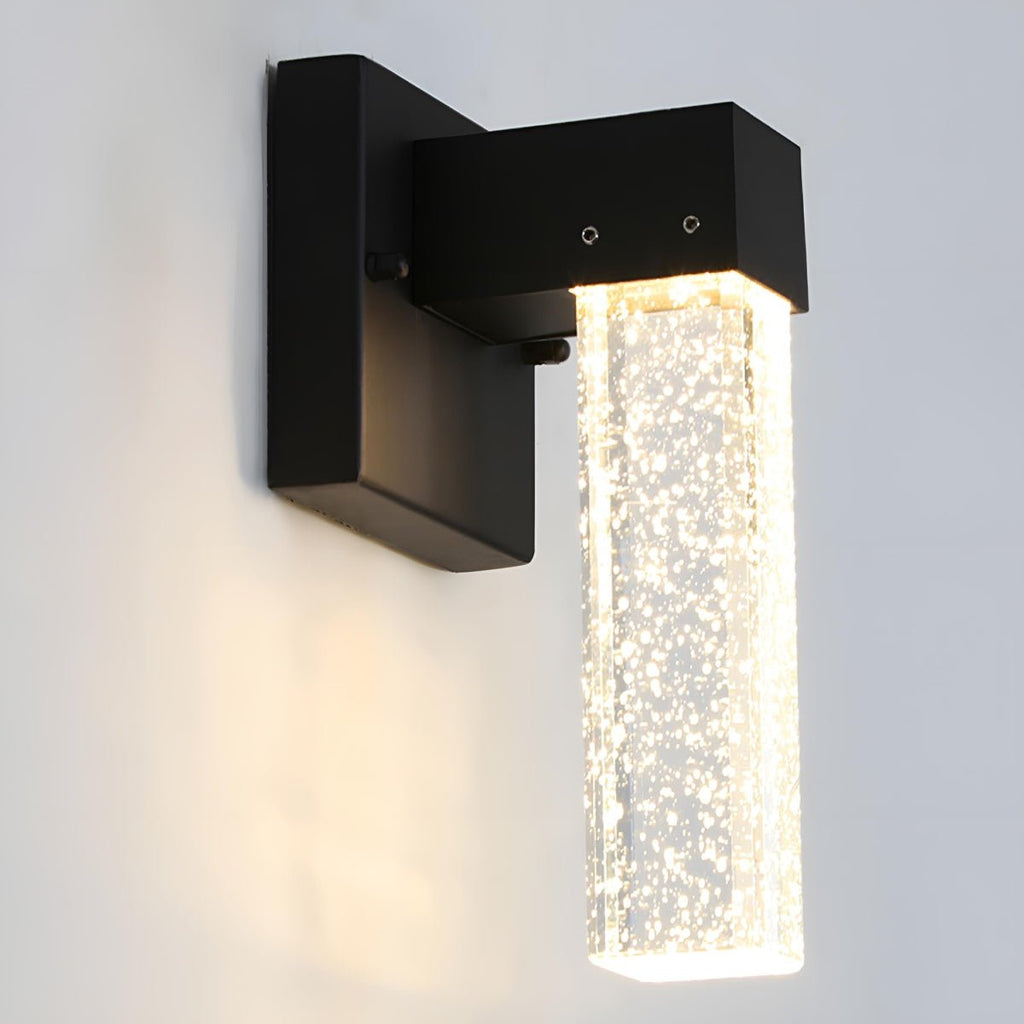 Modern Waterproof Square Long Strip Crystal LED Outdoor Wall Light
