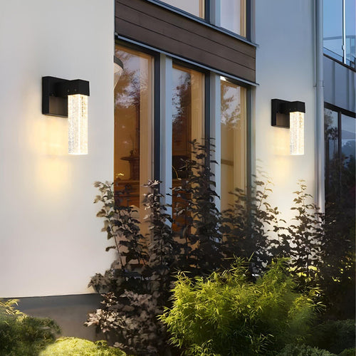 Modern Waterproof Square Long Strip Crystal LED Outdoor Wall Light