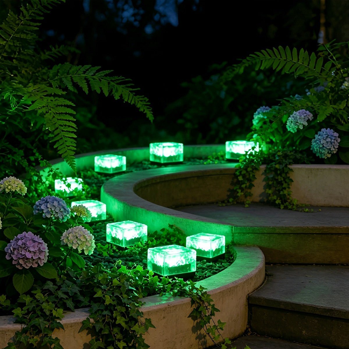 Solar Outdoor Square Ice Brick Cube LED Waterproof Lawn Lights