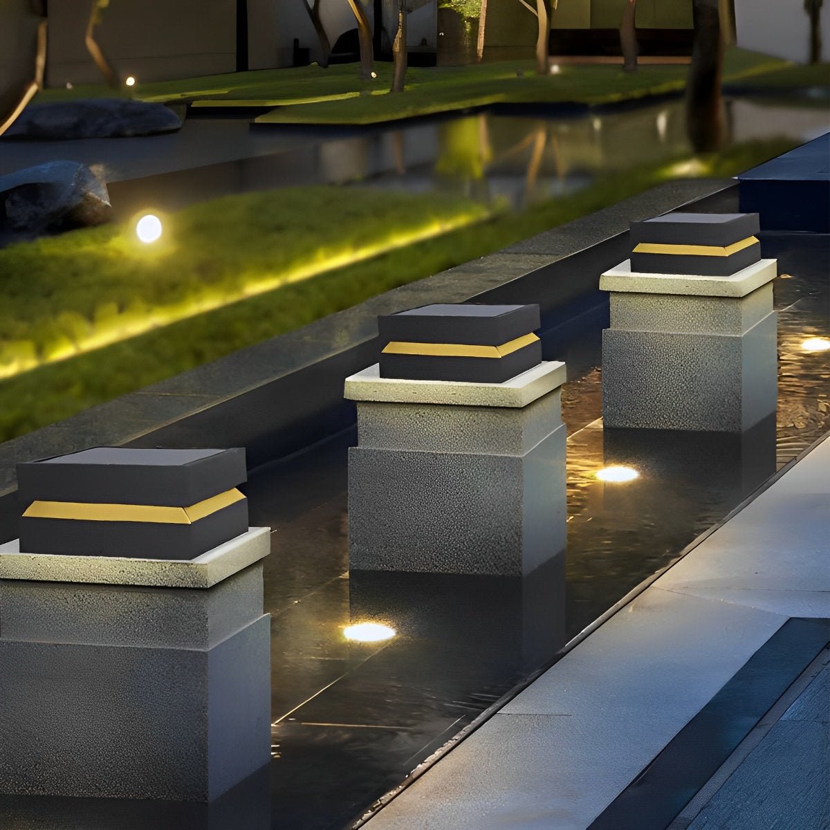 Square LED Waterproof Black Modern Post Caps Lights