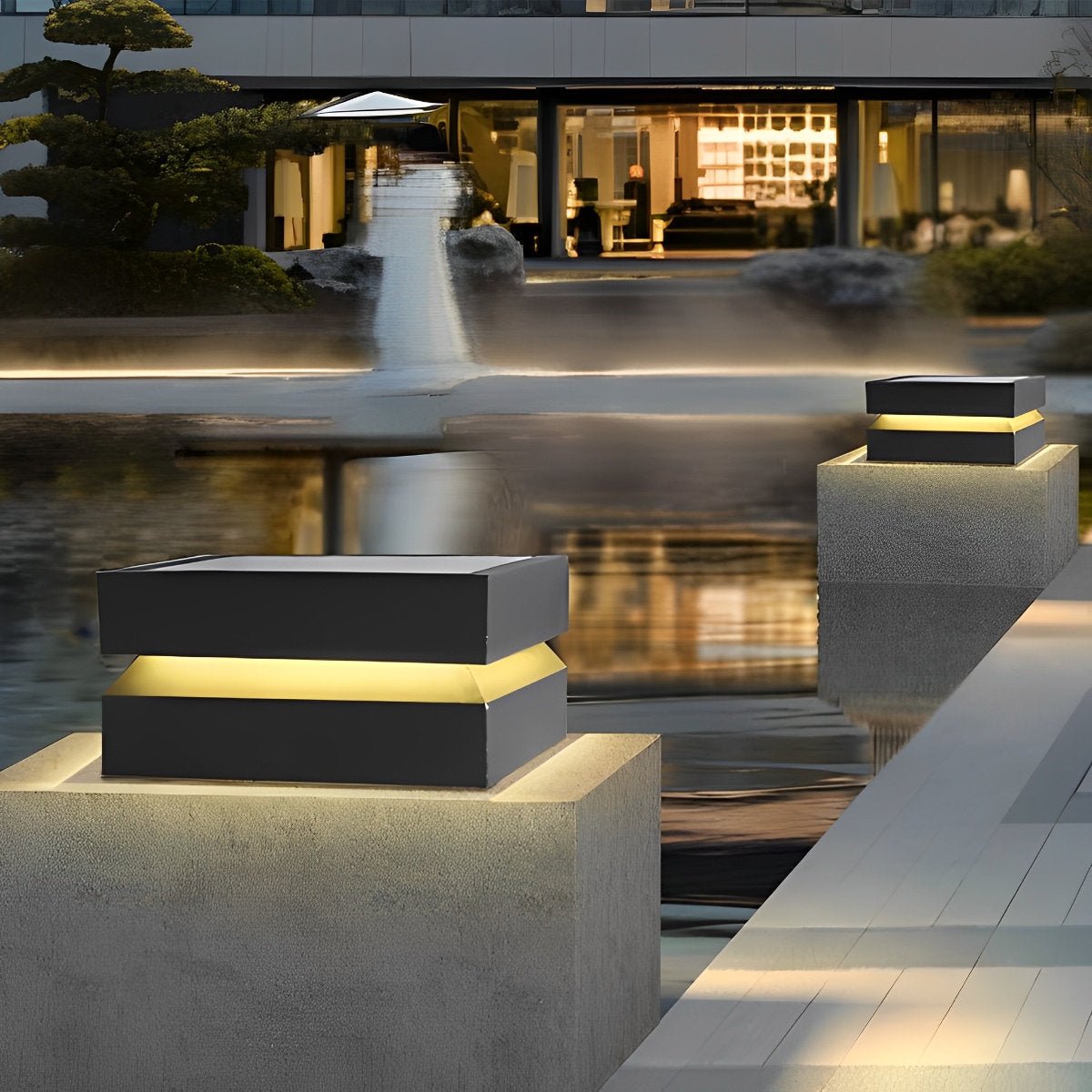 Square LED Waterproof Black Modern Post Caps Lights