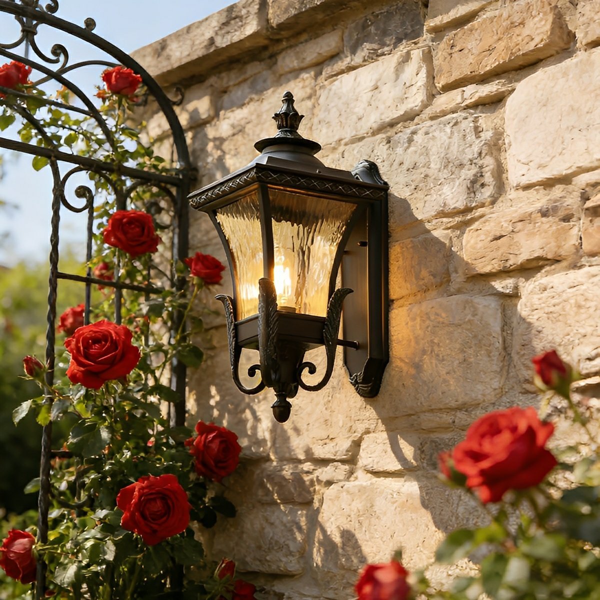 Vintage Rustic Four Corners Lantern Waterproof Outdoor LED Porch Wall Lights