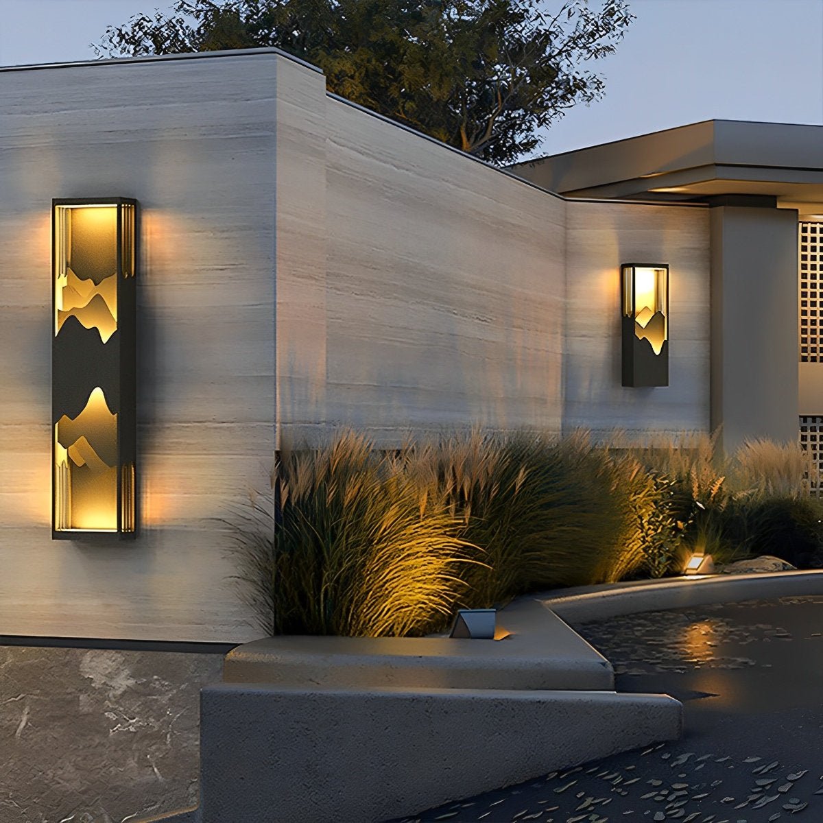 Waterproof Mountain Scenery Led Wall Sconce Garden Wall Light