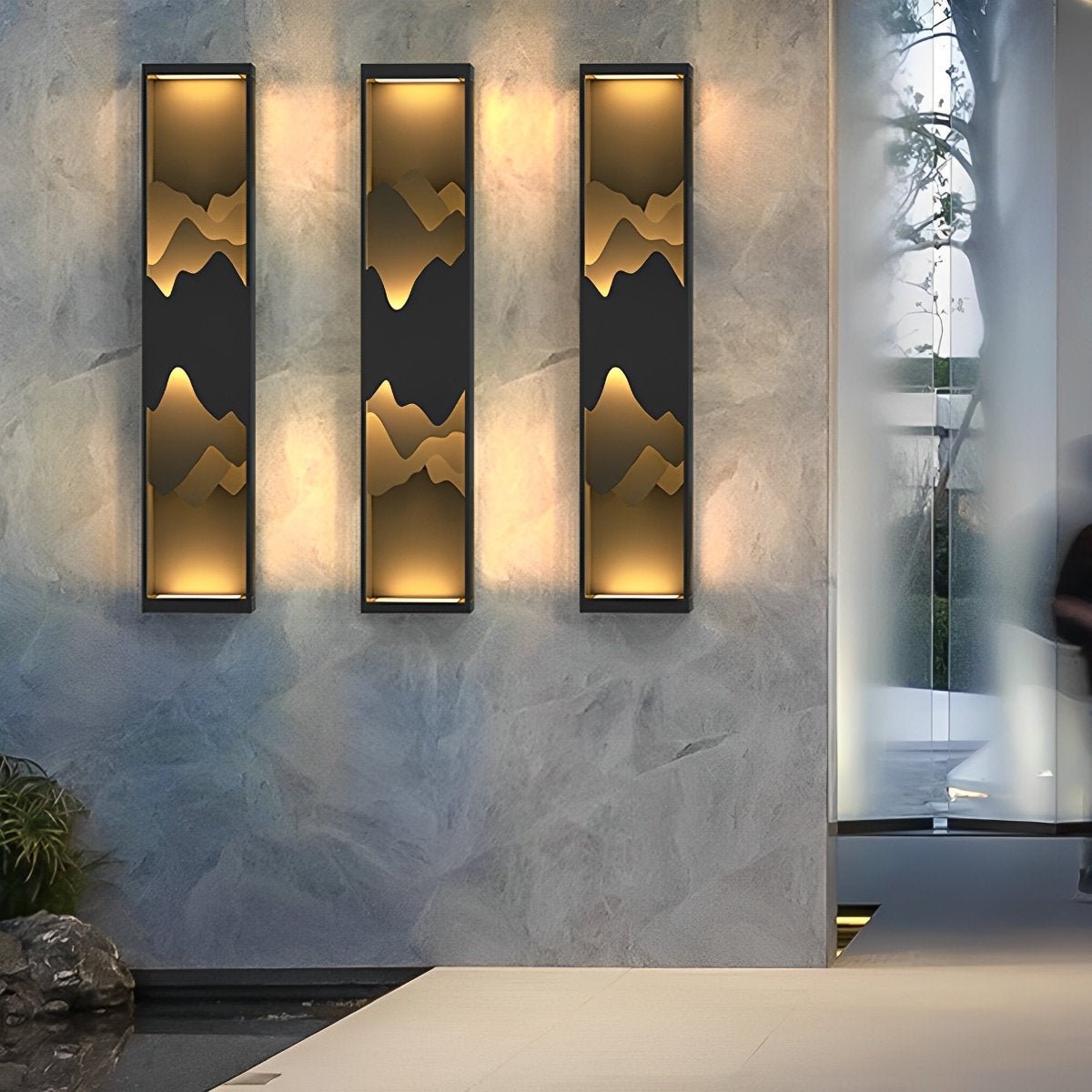 Waterproof Mountain Scenery Led Wall Sconce Garden Wall Light